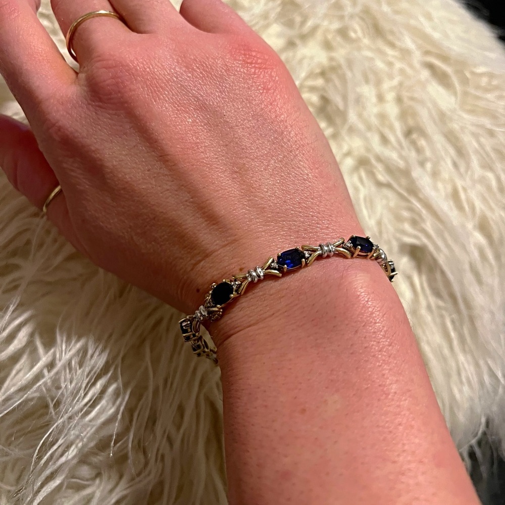 10K Gold & Real Sapphire with Diamond Accents